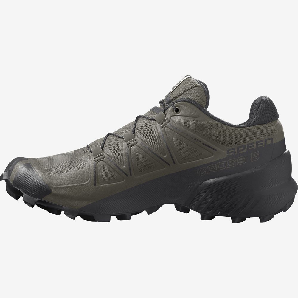 Salomon SPEEDCROSS 5 WIDE - Mens Trail Running Shoes - Armygreen - NZ (78059-NXMO)